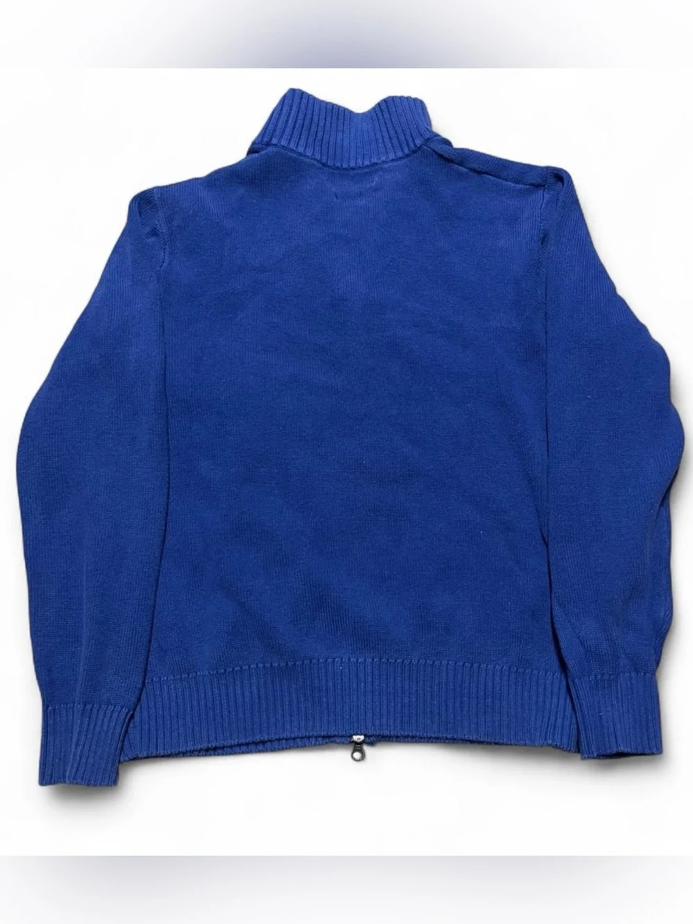 Polo Ralph Lauren Mens Navy Blue Full Zip Cotton Sweater Mock Neck Ribbed Pony L